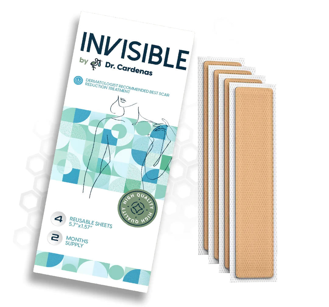 Invisible silicone scar sheets by Dr. Cardenas 305 — medical-grade treatment for surgical and keloid scars