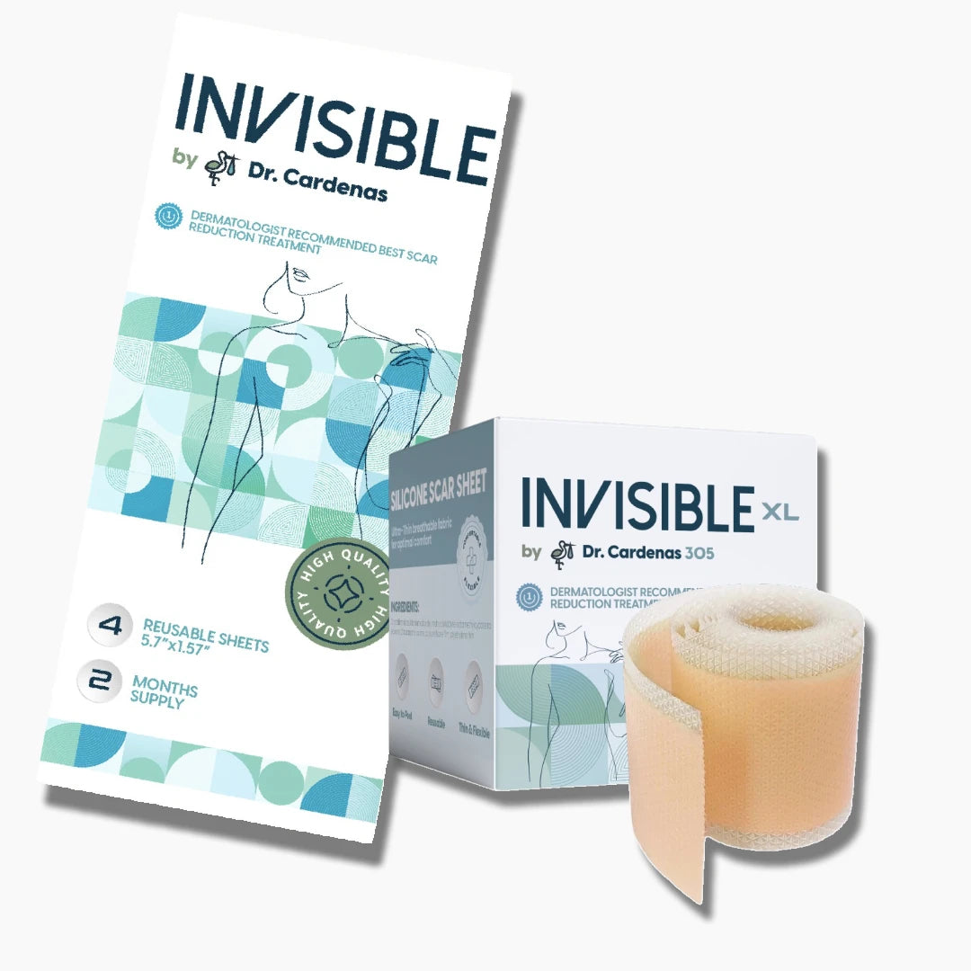 Invisible 2-pack silicone scar tape by DR. CARDENAS 305 — treat two scar areas simultaneously