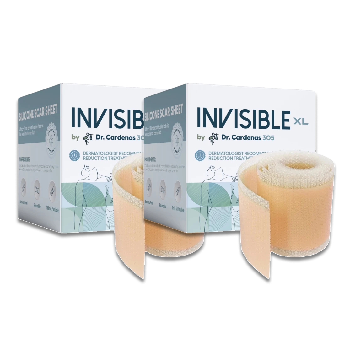X2 Invisible silicone scar tape by DR. CARDENAS 305 — 2-pack medical-grade treatment for post-surgery scars