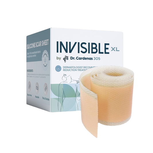 Invisible XL extra-large silicone scar tape by DR. CARDENAS 305 — wide coverage for tummy tuck and BBL scars